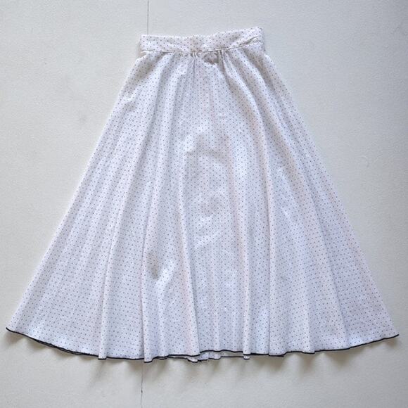 Vintage 80s Polkadot A Line Skirt / Size 3 / Coquette French Dots Retro Petite - Picture 1 of 7